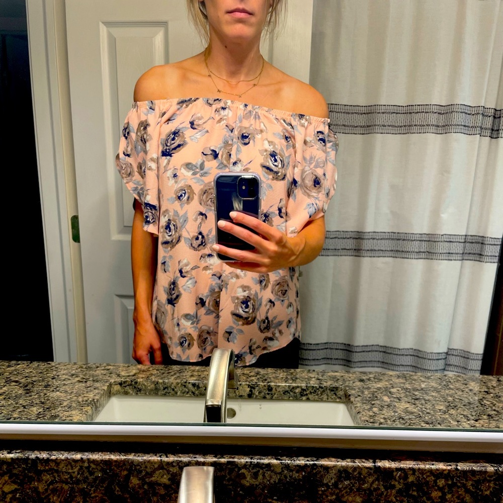 Pink off the shoulder blouse